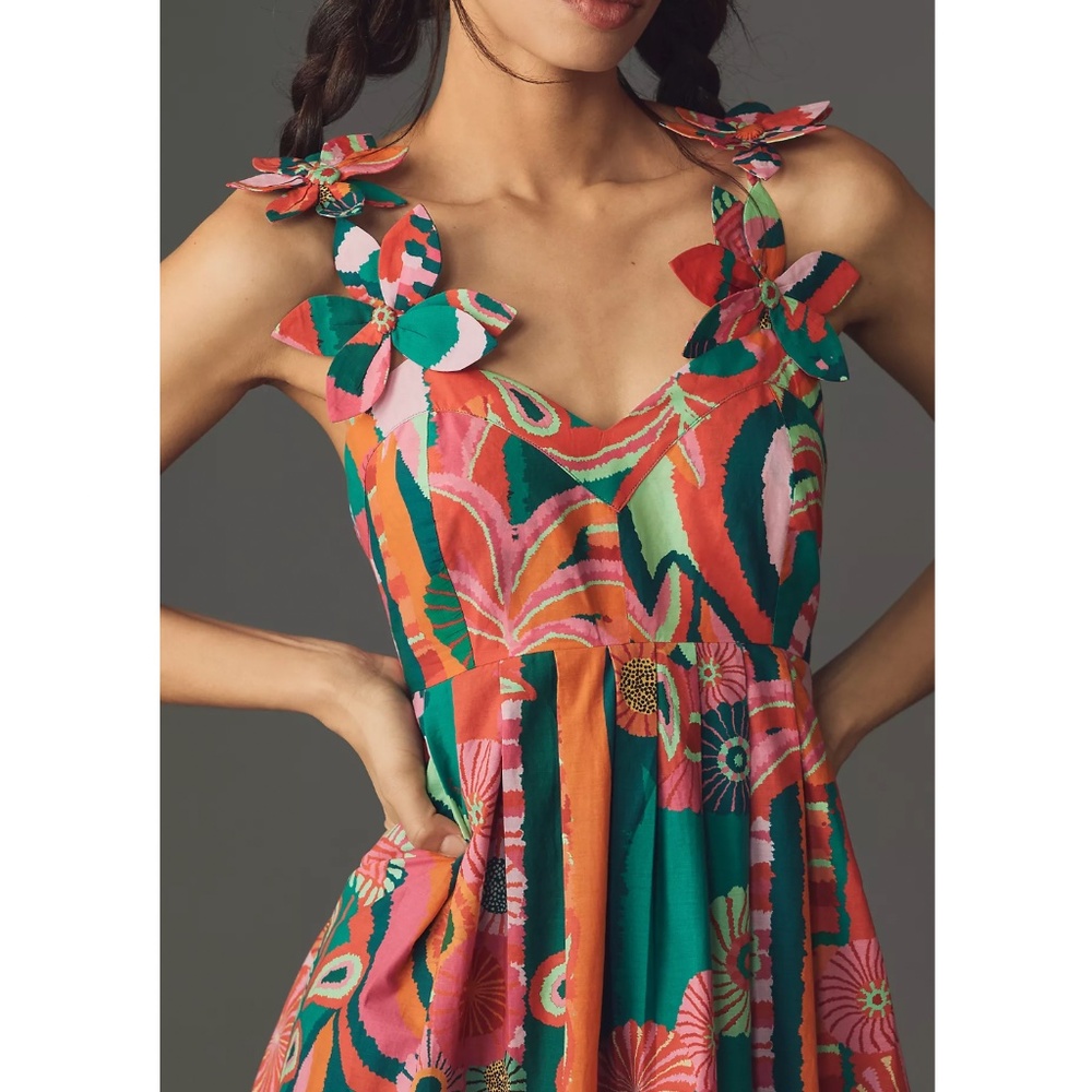 NWT | FARM Rio Pleated Palm Midi Dress | XS - Picture 2 of 13